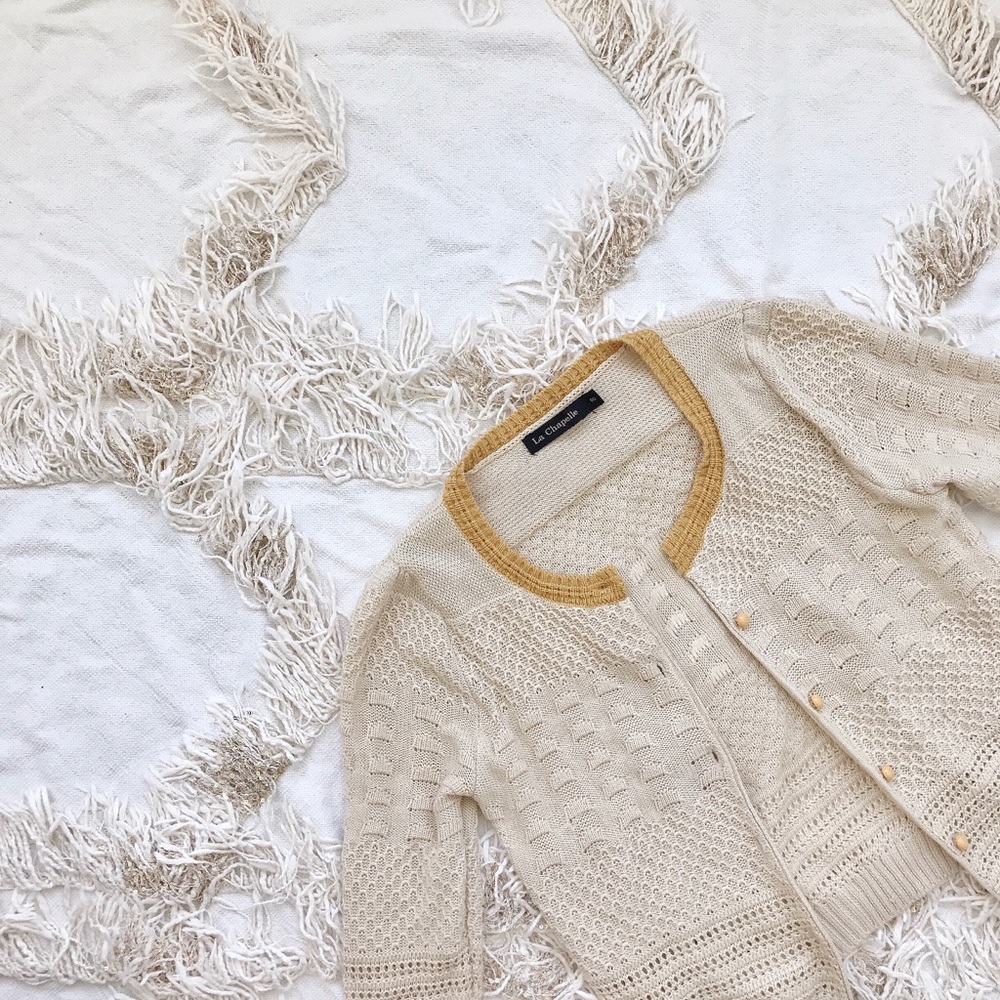 LA CHAPELLE Mustard Knit Cropped Cardigan 💕💕